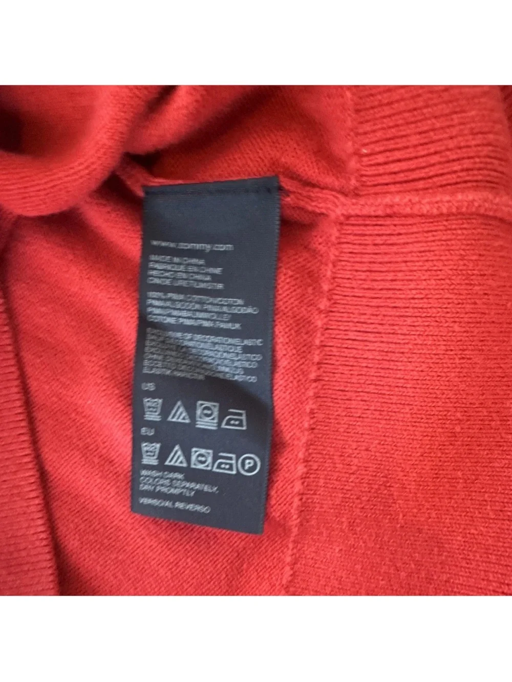 Tommy Hilfiger Men's Bright Red V-Neck Sweater